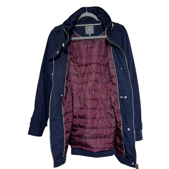 NEXT Women’s Navy Blue Cinched Waist Hidden Hood Utility Jacket Size Small 4 - Picture 10 of 12